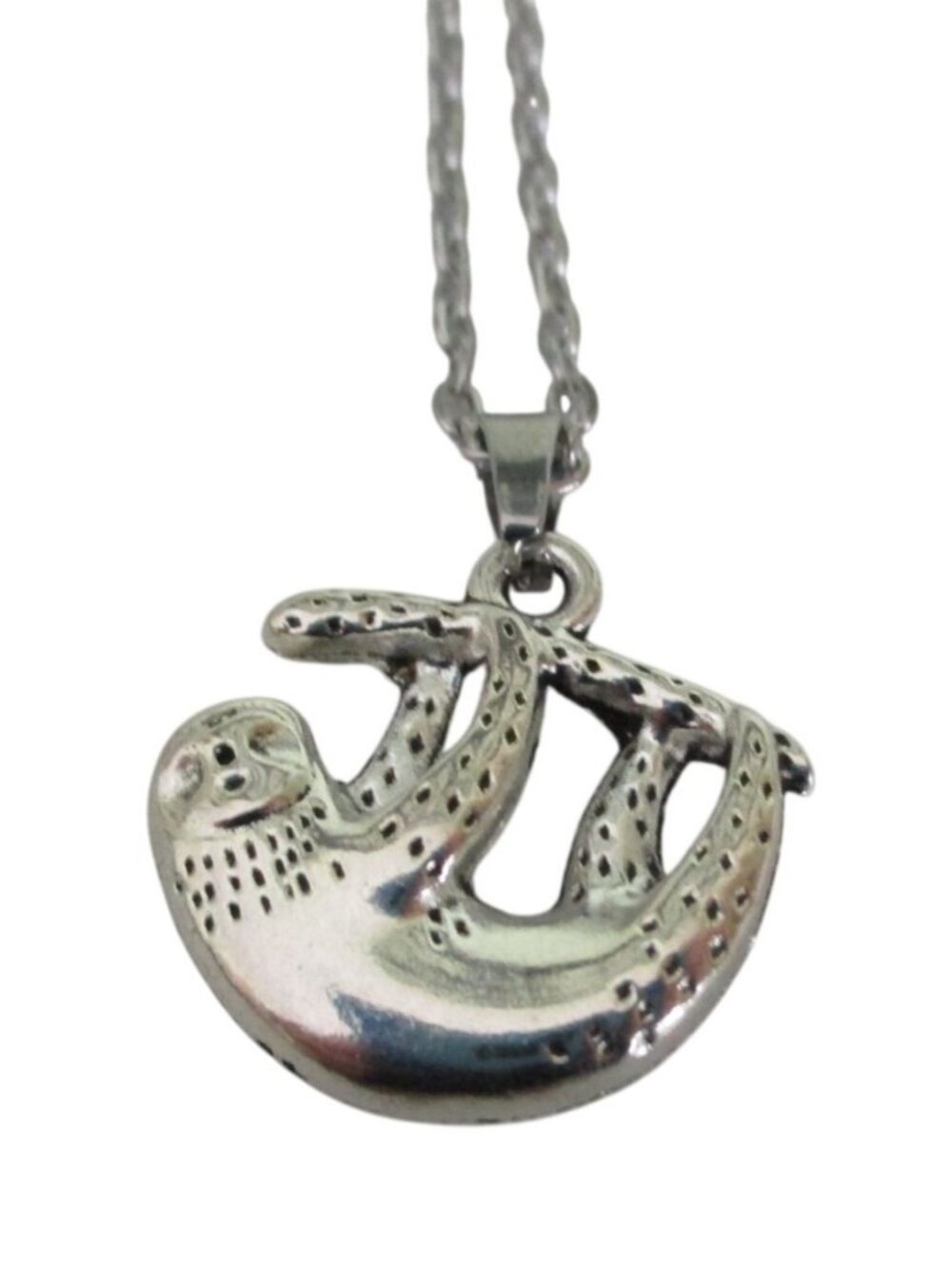 New Sloth Pendant Necklace With 18 inch Stainless Chain - Animal Unisex Jewelry